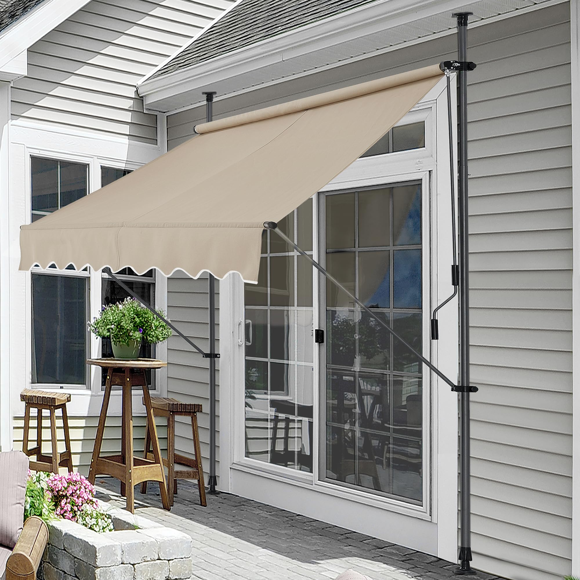 Toldo articulado con armazón - Color de Arena - 350 x 120 x 220-309 cm - Toldo Enrollable terraza balcón - Protector de Sol - Parasol