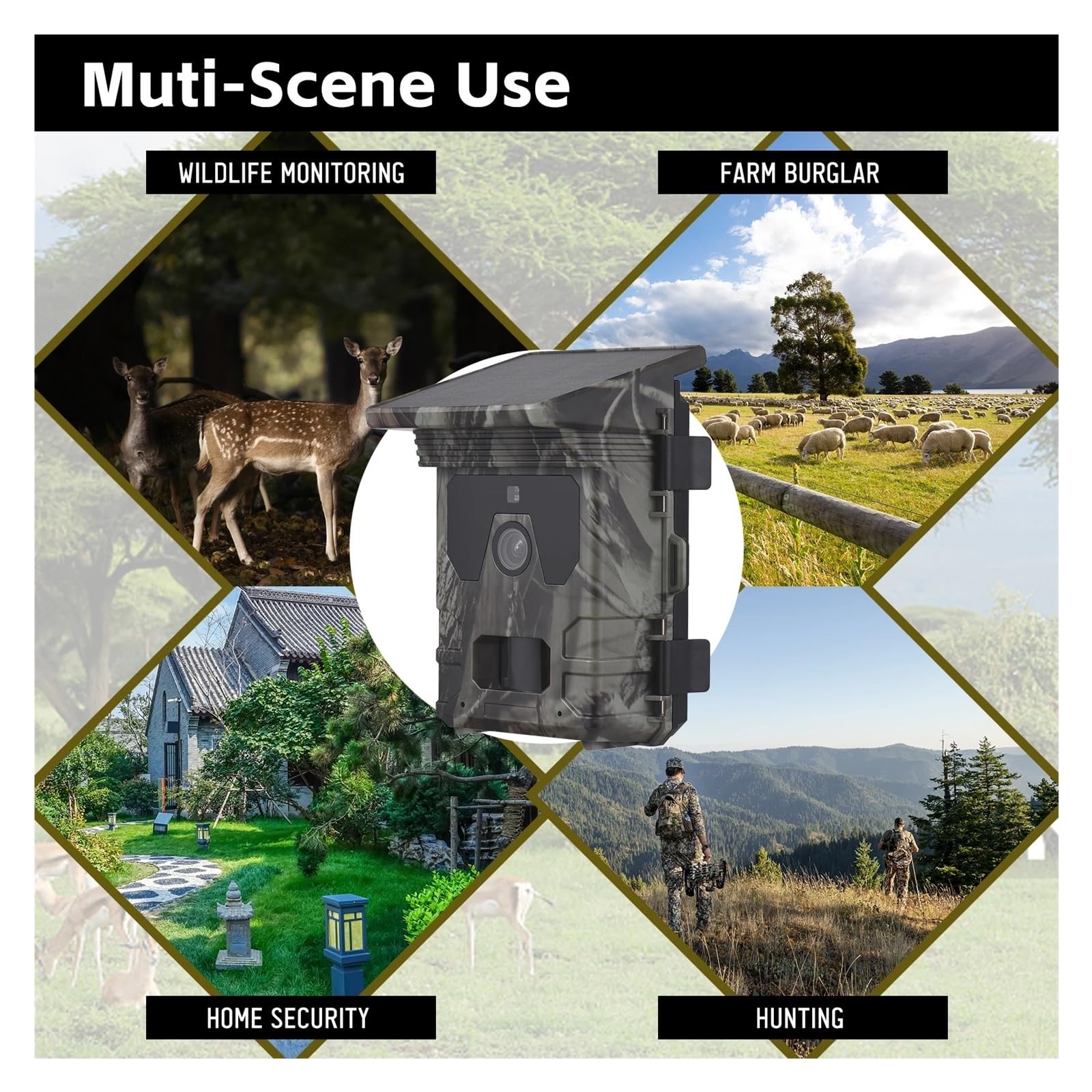 Cámara Vida Silvestre Cámara De Caza 4K 50MP, Rastreo Visión Nocturna con Energía Solar, IP65, Resistente Al Agua, Tiempo Disparo 0,3 S, For Exteriores Confiable Preciso