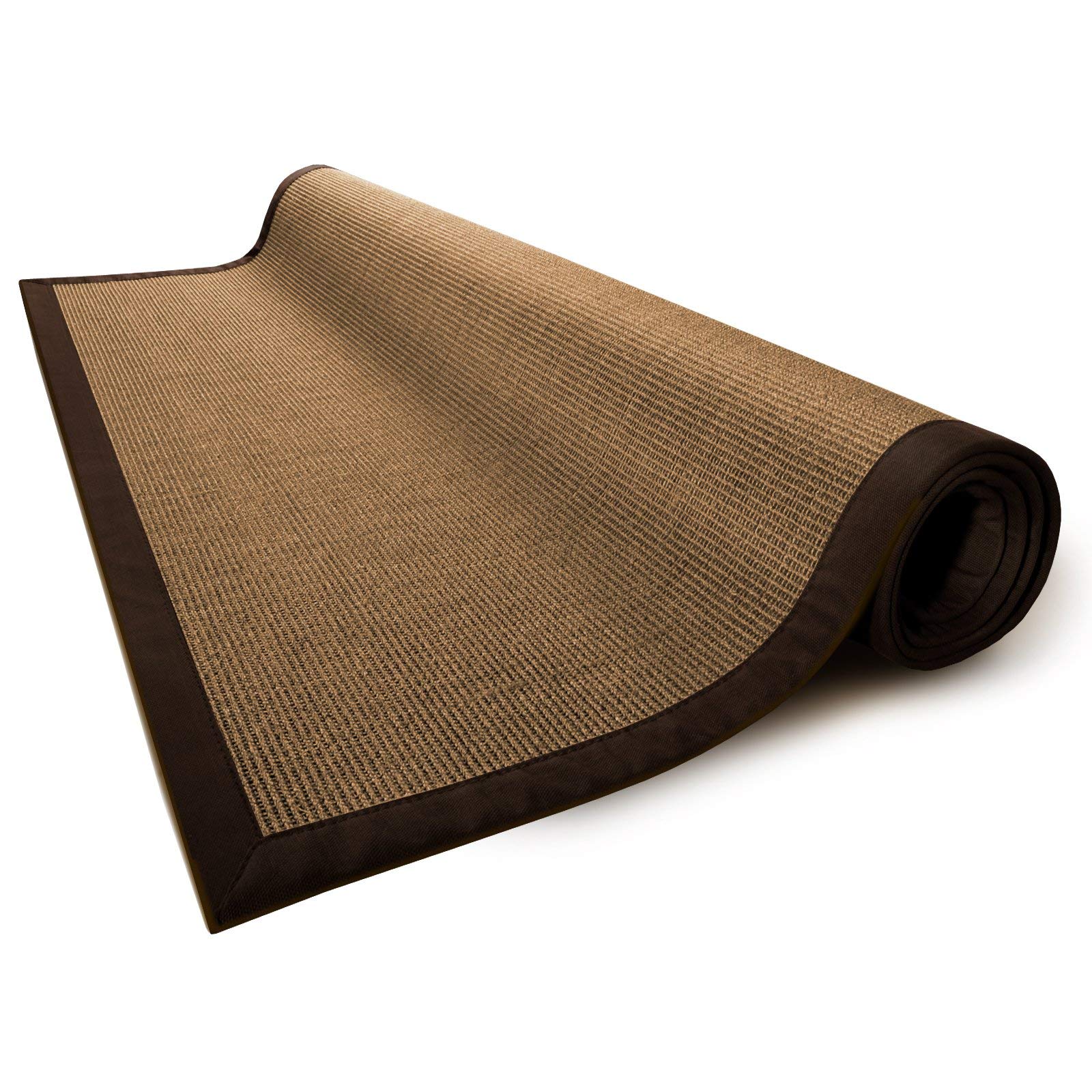 Floordirekt Dywan do drapania dla kotów | wykonany z wytrzymałego i naturalnego sizalu | różne kolory bordiury | do zabawy i drapania (70 x 130 cm, kork)