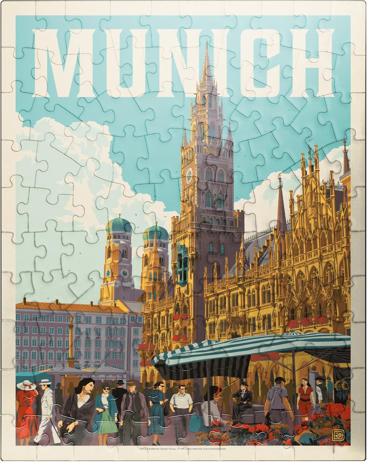 MyPuzzle Germany: Munich, Vintage Poster - Premium 100 Piece Jigsaw Puzzle for Adults