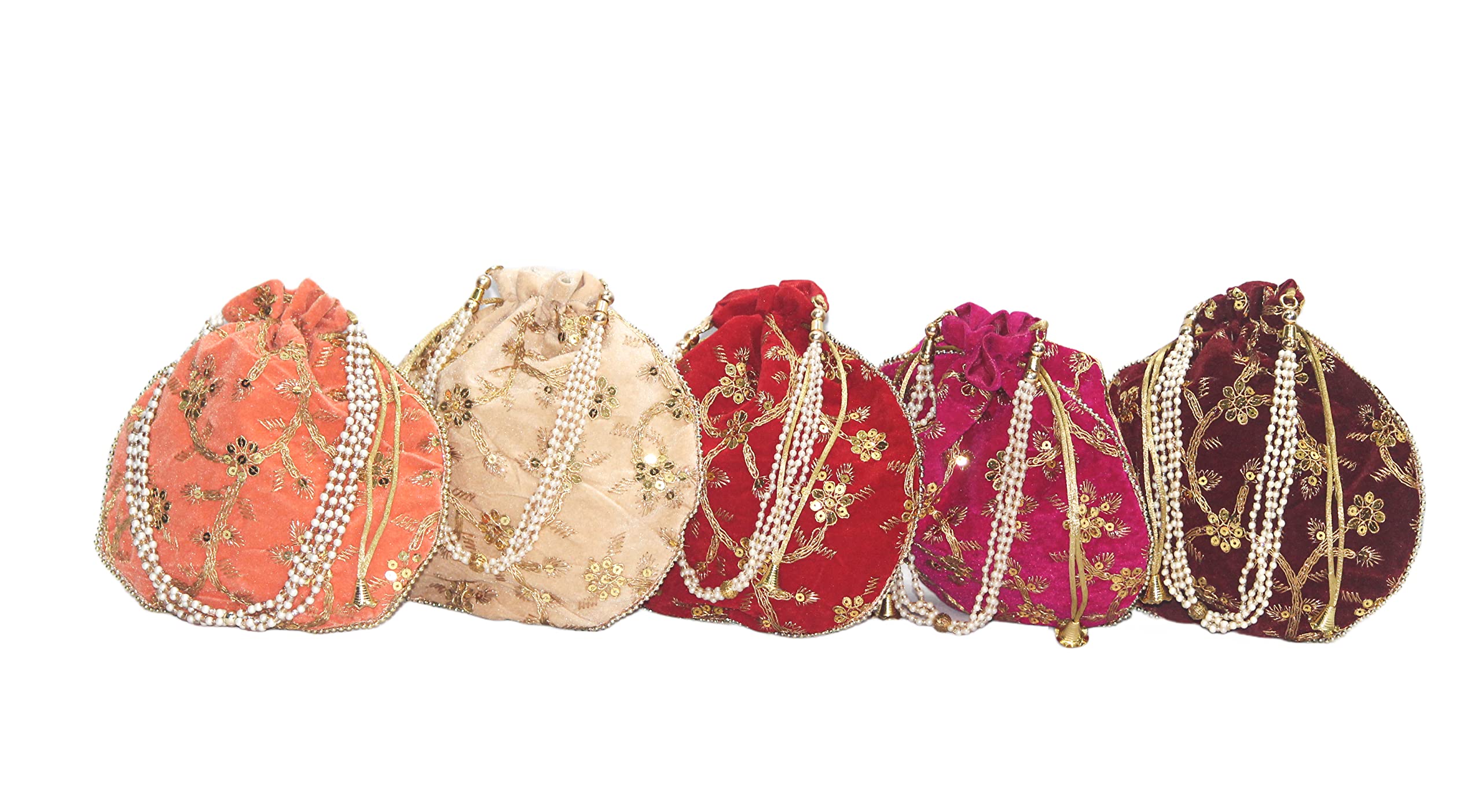 SHOPOBUDDY Velvet Potli with Moti Handle to Carry/Batwa Bag Bridal Purse Women handbag Shagun Pouch Return Gifts (MULTICOLOR) (5) (B0BRMYXHPT) Amazon Price History, Amazon Price Tracker
