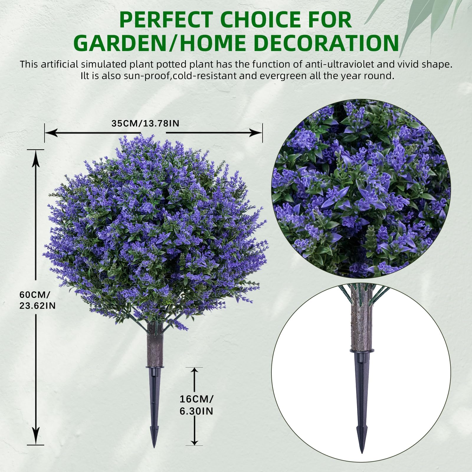 Lavande Artificielle Lot de 2, piquets en Fer, déco Jardin extérieur