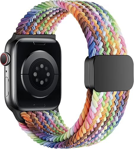Miniatura 9 de HITZEE Compatible con Apple Watch Band de 1.92, 1.77, 1.73, 1.65, 1.61, 1.57 y 1.49 pulgadas, bandas elásticas trenzadas con cierre magnético