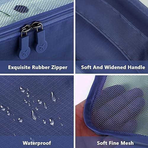 Vista 4 de Juego de 6 cubos de embalaje para equipaje de viaje, bolsas de equipaje reutilizables, impermeables, bolsas organizadoras con bolsa para zapatos