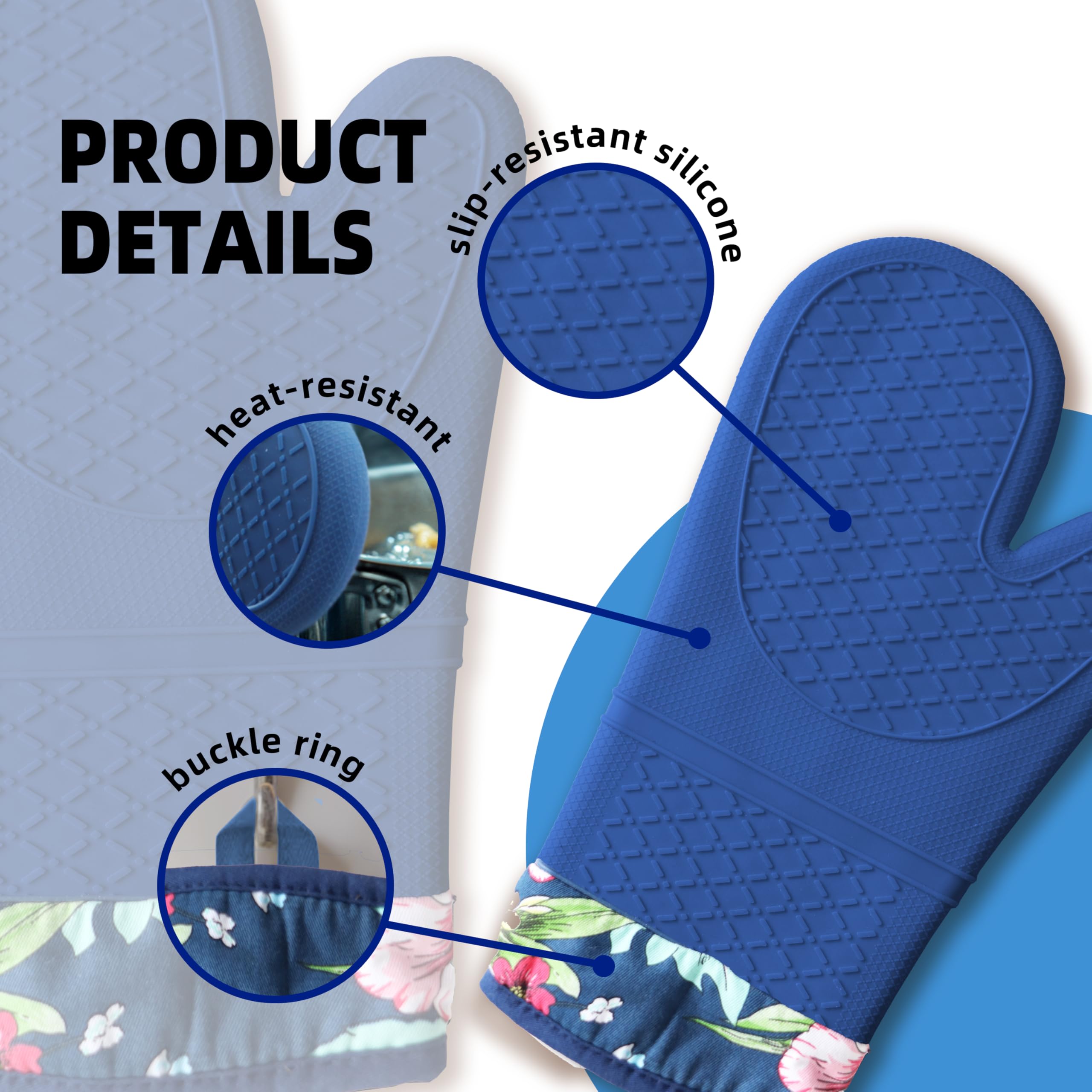 Gants de cuisine en silicone résistants à la chaleur, extra longs, antidérapants, doublure en coton doux, parfaits pour la pâtisserie, la cuisine et le barbecue, gants de cuisine 33 x 17,8