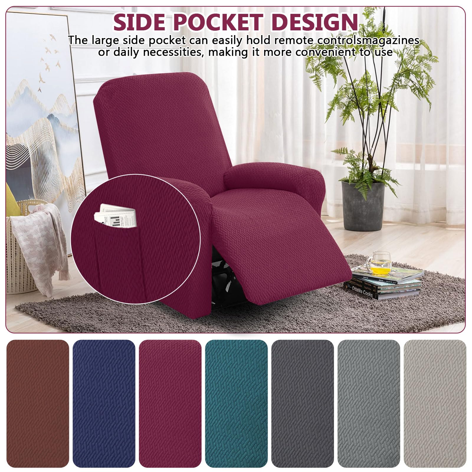 Lot De 4 Housses De Protection Pour Fauteuil De Télévision, Fauteuil De Relaxation, élastique En Velours épais, Pour Fauteuil De Massage, Fauteuil De Relaxation, Fauteuil De Relaxation, Fauteuil TV