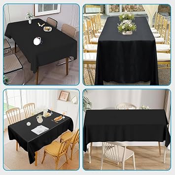 6 Pack Tablecloth, Polyester Table Cloth, Black, 60 X 102 Inch | Washable Fabric Table Covers, Rectangle Tablecloths for Wedding, Party, Banquet, Dining Table