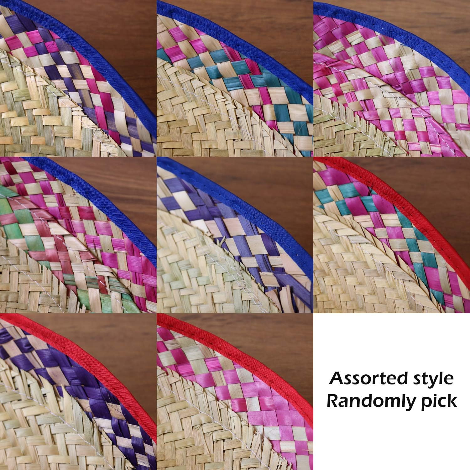 GiftExpress Mexican Serape Poncho and Sombrero Set for Adults, Traditional Fiesta Costume Outfit for Cinco de Mayo Party, Straw Hat with Colorful Serape Band - Image 5