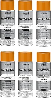 16-120 Seymour Hi-Tech Enamel Spray Paint—Gloss Safety Orange (12 oz, 6-Pack / 72 oz Total) | Bulk Contractor Case General Purpose Enamel for Metal, Wood, Plastic & Fiberglass