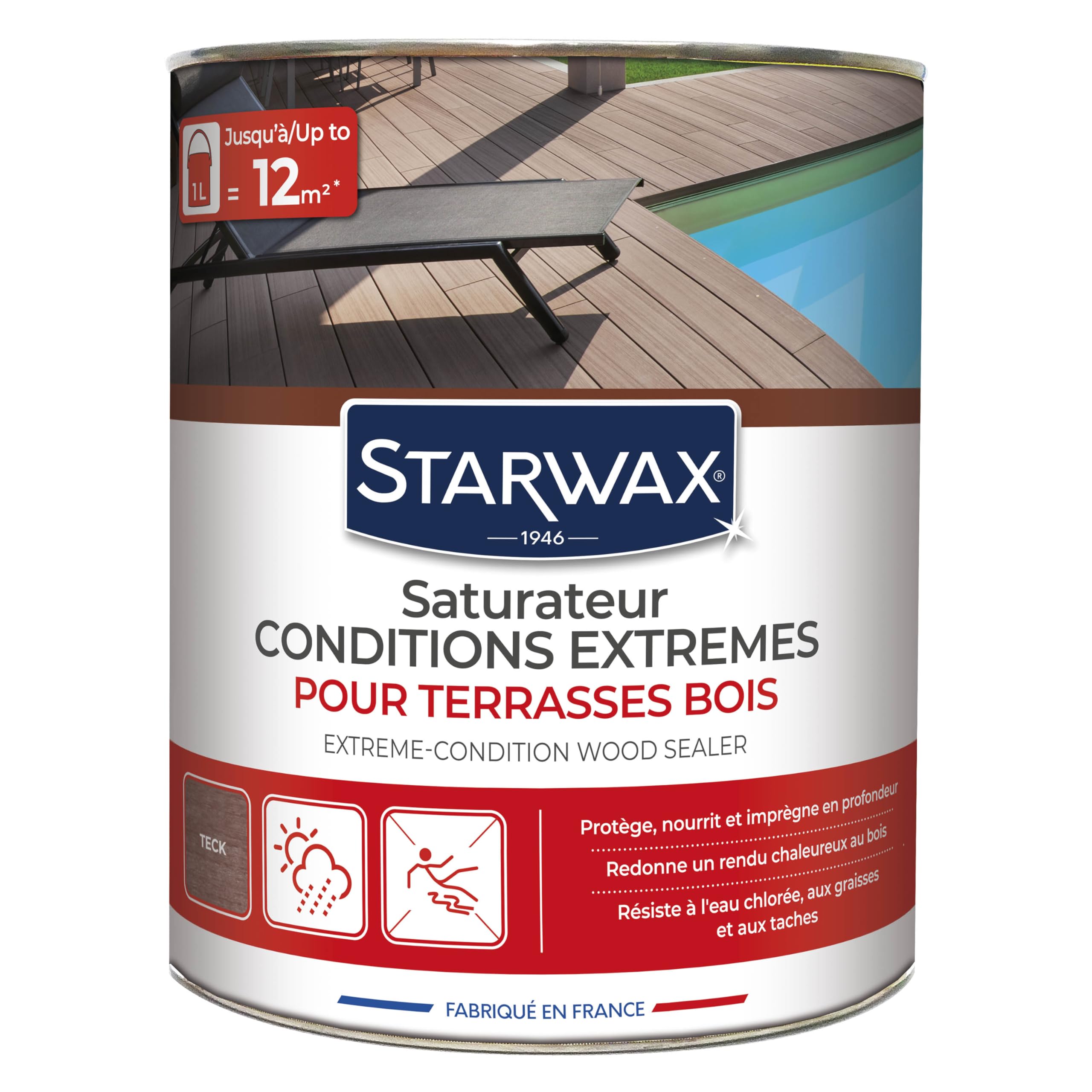STARWAX SATURATEUR HAUTE PROTECTION POUR TERRASSES EN BOIS TECK 1L