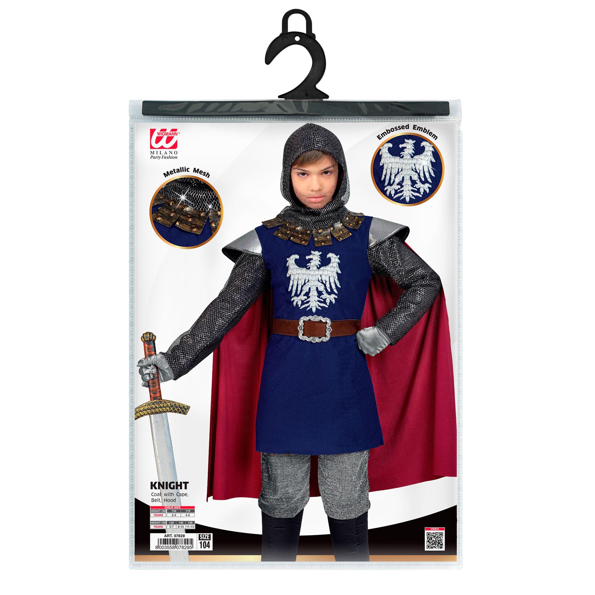 W WIDMANN MILANO Party Fashion - Costume enfant chevalier, guerrier, Moyen Âge, costumes de carnaval, fête à thème