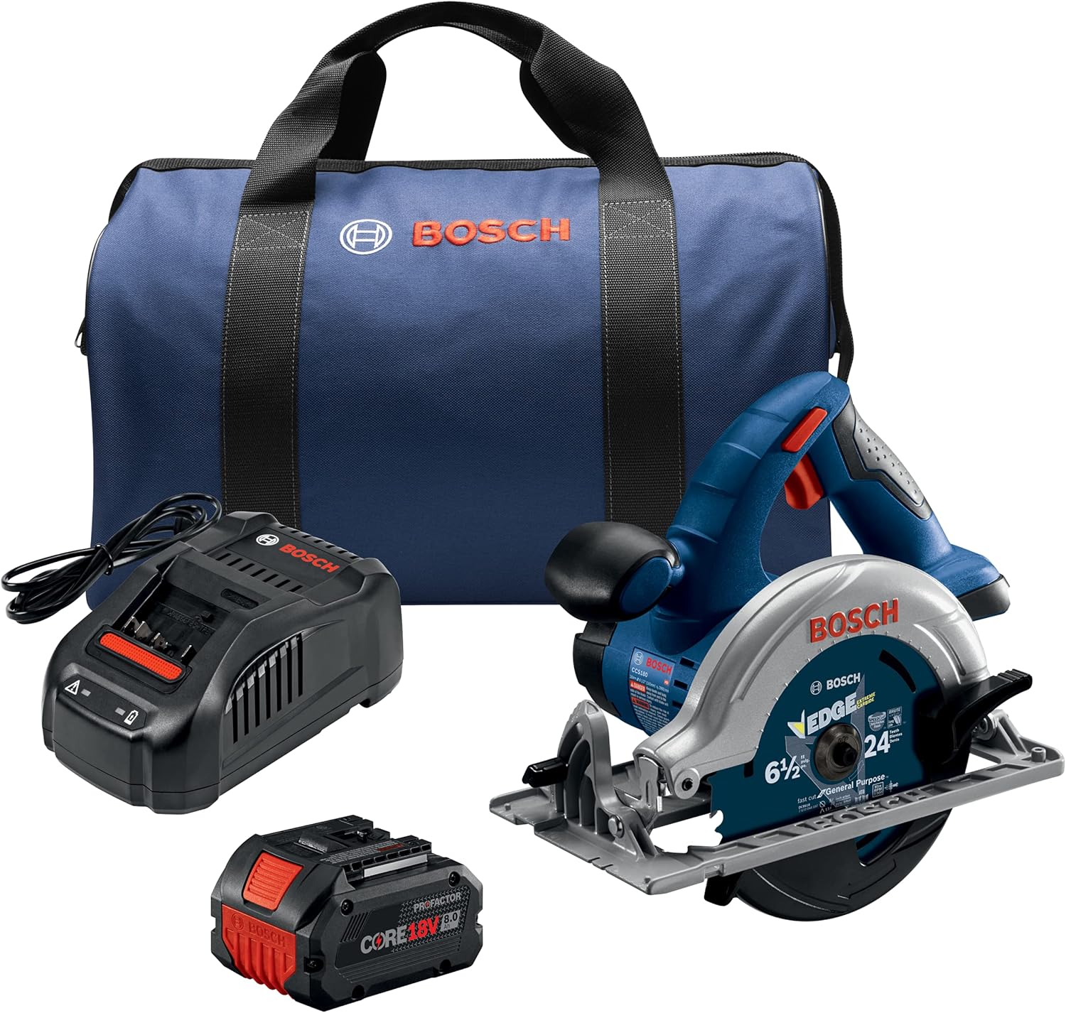 BOSCH CCS180-B14A 18V 6-1/2 In. Circular Saw Kit with (1) CORE18V 8.0 Ah Performance Battery BOSCH CCS180-B14A 18V 6-1/2 In. Circular Saw Kit with (1) CORE18V 8.0 Ah Performance Battery