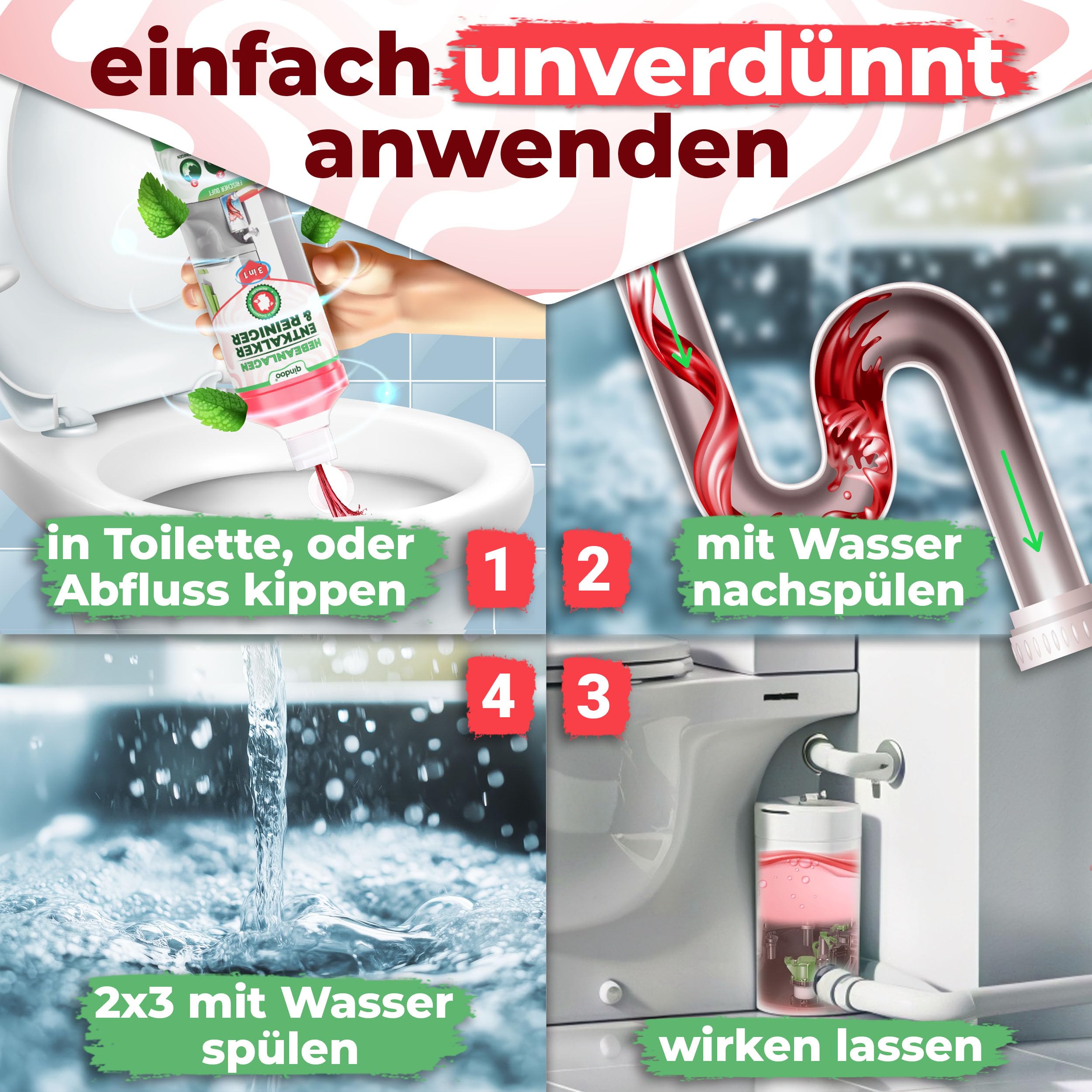 5L Reiniger Hebeanlagen Entkalker, 3 in 1 Reinigungsmittel Qindoo Entkalken Reinigen Geruch entfernen (5 Liter)