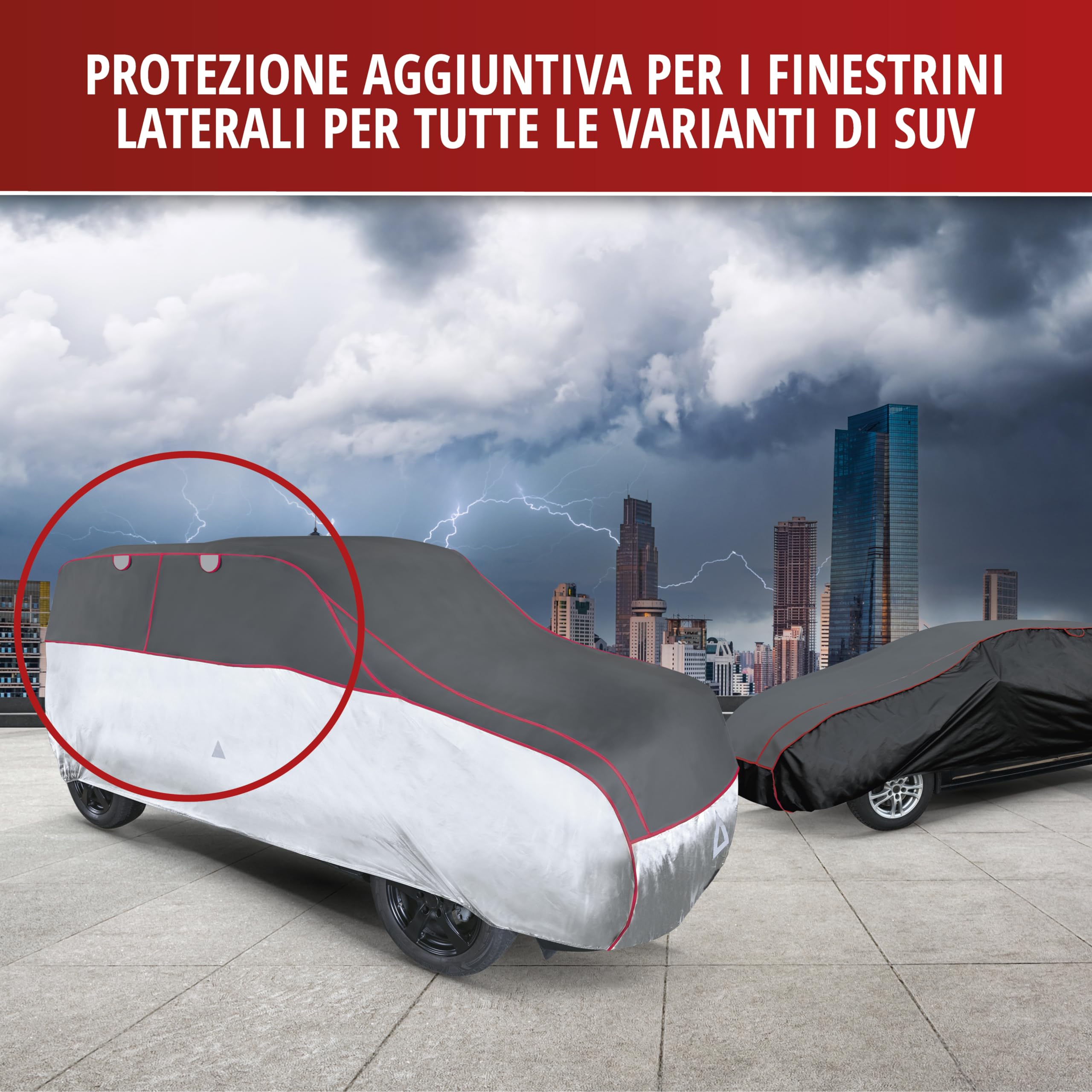 WALSER Telo Copriauto antigrandine, copertura per auto antigrandine, telone protettivo idrorepellente Pro, telo copriauto Misura 1 - antracite-nero