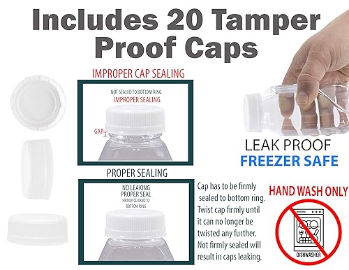 Miniatura 6 de Botellas Upper Midland para zumo, de plástico PET y vacías, paquete de 20 tarros para leche desechables transparentes, reutilizables, con embudo,