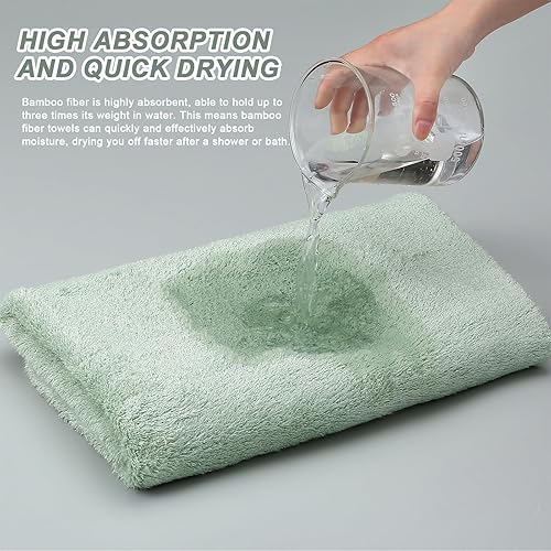 Miniatura 4 de Aibaser Toallas de baño, 27 x 54 pulgadas, naturales, ultra absorbentes, para baño, viajes, gimnasio, ducha y spa (juego de 6 piezas) (verde)
