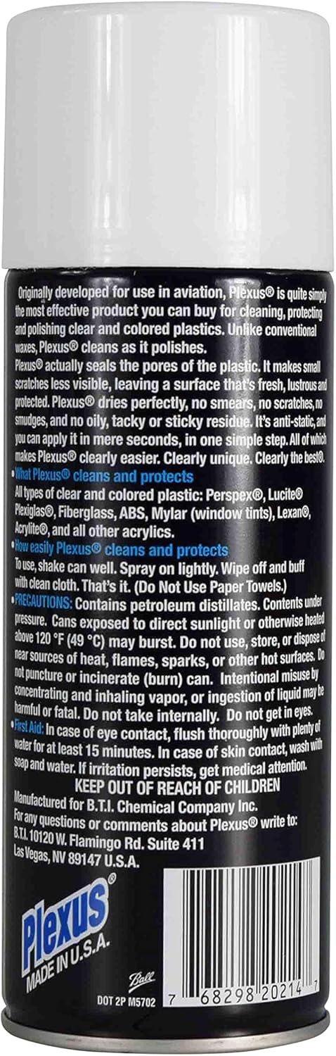 Plexus 20214 Aerosol Plastic Cleaner Protectant and Polish 13oz Can Made in USA with Sticker (8 Pack)