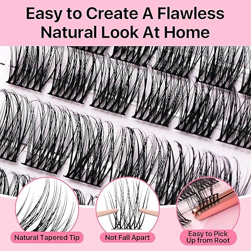 Miniatura 3 de Extensiones de pestañas para bricolaje, 72 unidades, banda súper fina, bandeja mixta suave, pestañas individuales (esponjosas, C-8-16mix)