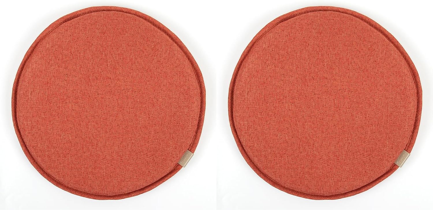 Greenjin 13 Inch Round Bar Stool Cushions for Kitchen Dining Chair, 2 Pack Non Slip Chair Seat Cushions with Straps, Round Chair Pad, Circle Stool Cushion for Bistro Hight Stool Orange
