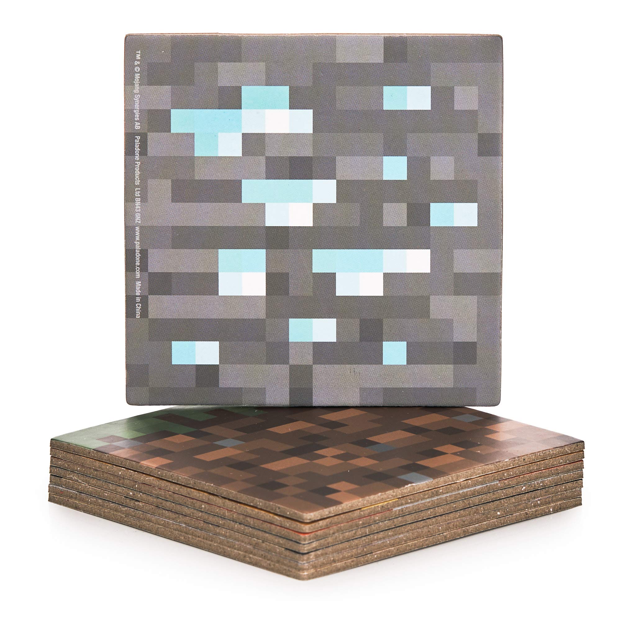 マインクラフト　鉱石ブロックデザインマット１６枚セット Amazon | Paladone Minecraft コースター ピクセル化 16デザイン
