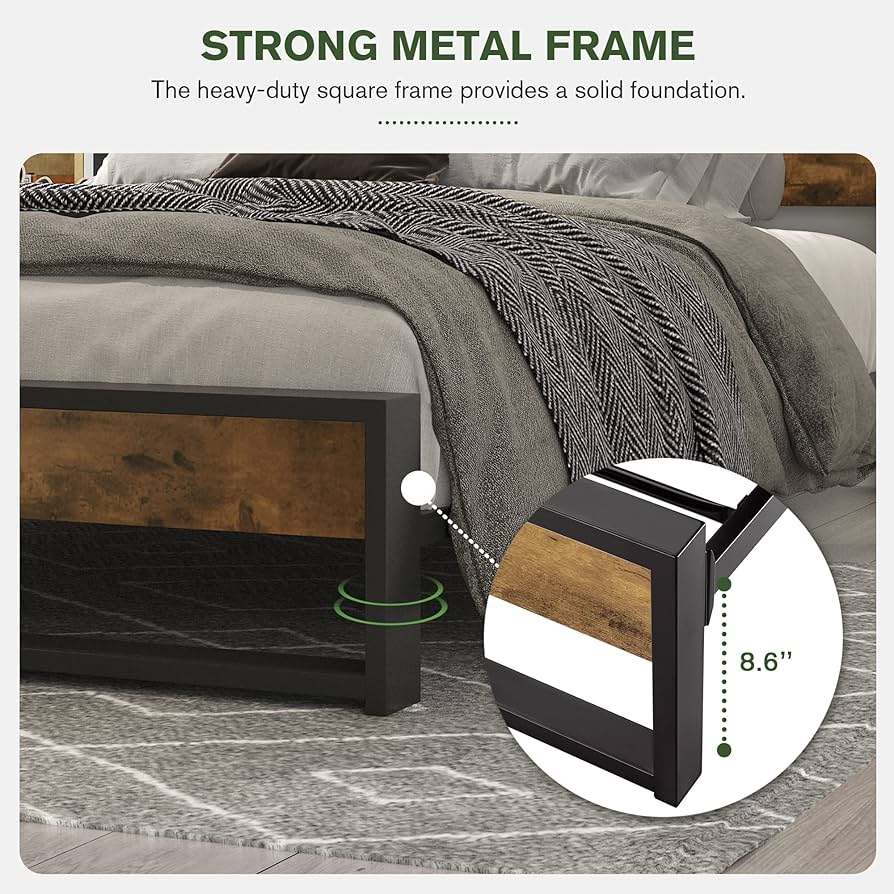 Amazon.com: IMUsee Full Bed Frame with Wood Headboard,Rustic