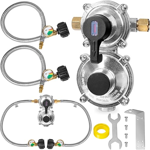 Miniatura 15 de Mangueras de propano RV de 15 pulgadas con calibre, manguera trenzada de acero inoxidable para tanque de caravana, línea de manguera de propano