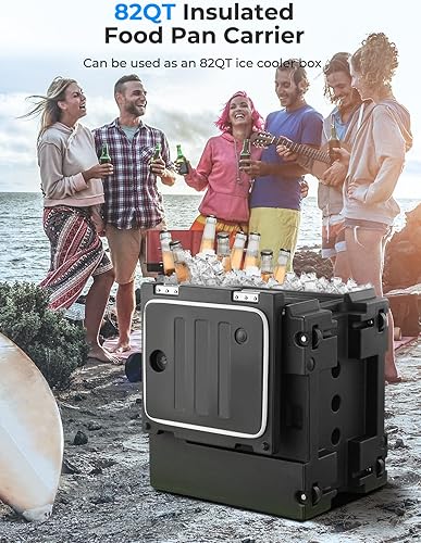 Miniatura 4 de Calentador de alimentos con ruedas, cajas calientes de 82 cuartos para catering, LLDPE aislado para alimentos con asas, apilable, calentadores de