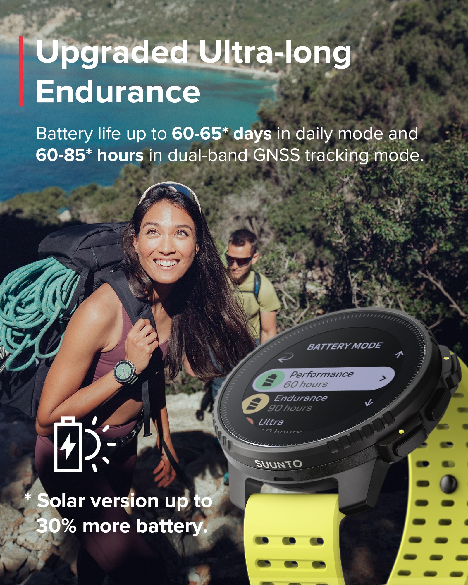 SUUNTO Pionowe: przygodowy zegarek GPS, duży ekran, mapy offline, ładowanie energią słoneczną