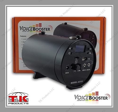 Amplificador de voz VoiceBooster y reproductor MP3 y radio FM 25 vatios negro MR-AK38 (Aker) por TK Products, portátil, para profesores, disponible en Yaxa Colombia