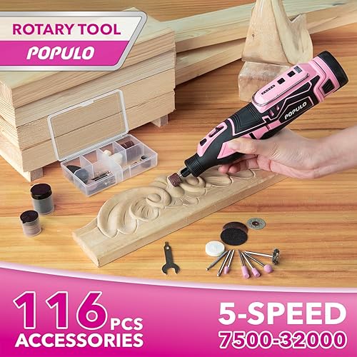 Miniatura 4 de Combo de herramientas eléctricas para el hogar rosa para mujer (3 herramientas), taladro inalámbrico ligero de 12 V con batería, destornillador de