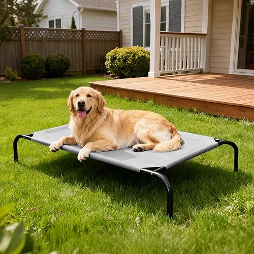 Miniatura 7 de Cama elevada para perros grandes, cunas elevadas, para interiores y exteriores, hamaca impermeable para mascotas con malla transpirable lavable,