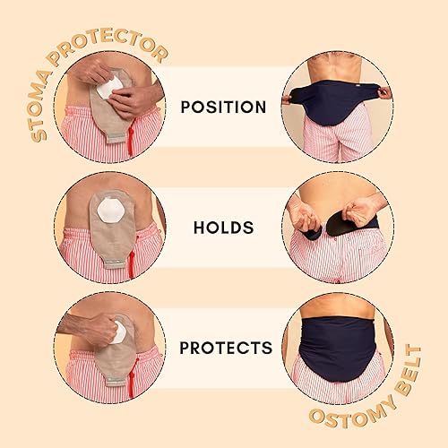Miniatura 7 de SIIL Cinturón de ostomía azul + protector de estoma  Protección total para ti Bolsa de estoma  Fundas para bolsa de ileostomía y colostomía  Hecho