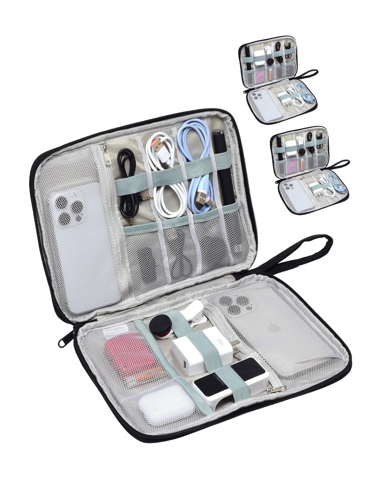 3 Pack Electronics Travel Organizer Case Tech Accessories Cord Storage Bag
