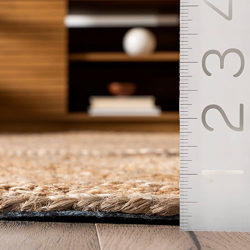 Miniatura 2 de nuLOOM Ainslie Farmhouse - Alfombra de yute para el sol, 6 pies, redonda, color natural