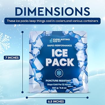 Reusable Ice Packs for Coolers and Lunch Box, Long Lasting 12 Hours, 4 Pack