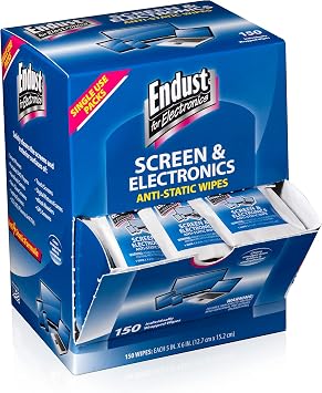 Endust for Electronics; Individually Wrapped, Portable, Anti-Static, Screen & Electronics Cleaning Wipes; 150 Count 14316