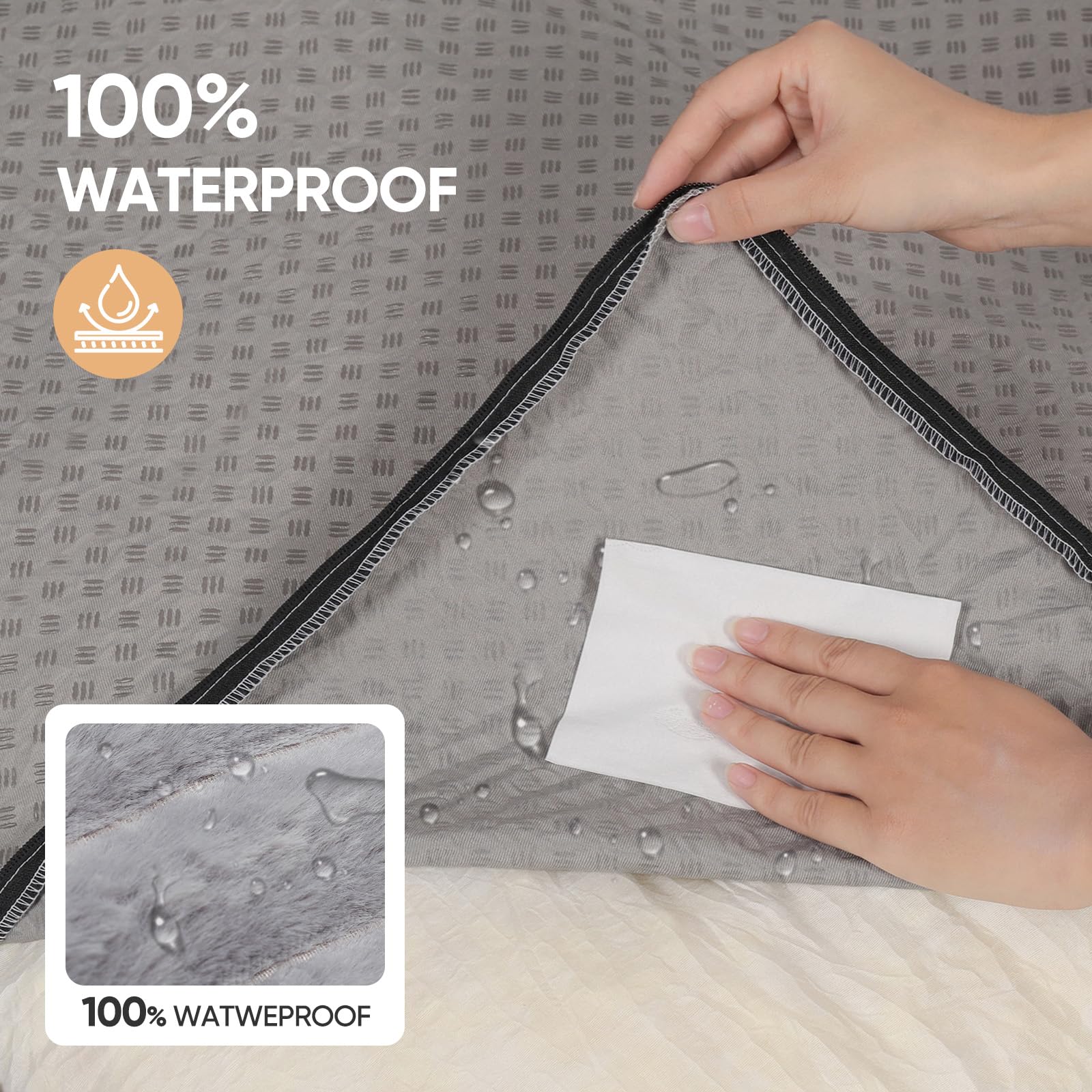 Hundebett Grosse Hunde: Abnehmbare & waschbare Hundematte – Weicher Plüschstoff – rutschfeste Unterseite – Druckentlastende Stützmatte für erholsamen Schlaf von Hunden Grau 112 x 90 x 13cm | Waschbarer Bezug (Kaninchenfell Plüsch), Shredded Foam, Rutschfe