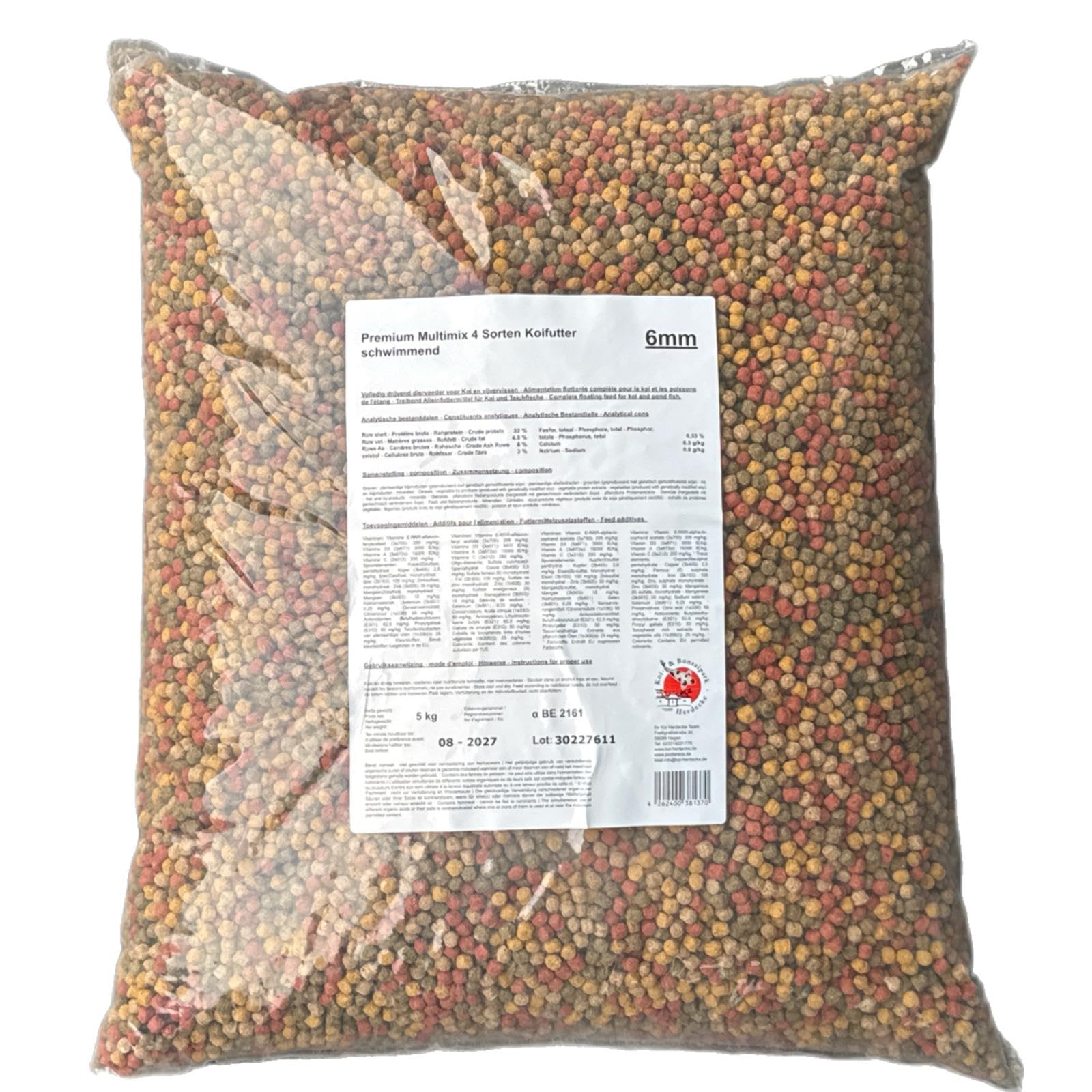 Koi Herdecke - 5 kg Fischfutter Mix für Koi's | Schwimmende Pellets von 6 mm | geeignet für Zierfische - Goldfische - Orfe - Shubunkin | 5 Kilo Pack - Alleinfuttermittel