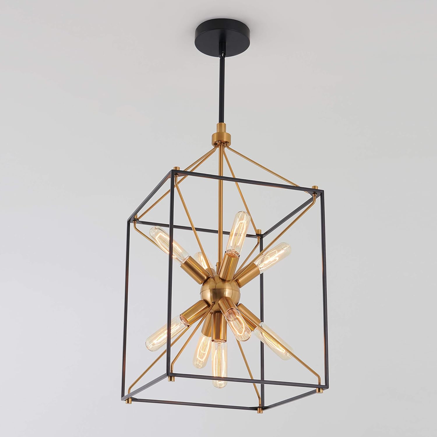 Artika Clyde Farmhouse Chandelier Black and Gold Finish - Ideal for Dining Room, Kitchen Light, Kitchen Island Light, Made of Steel, Bulb Not Included
