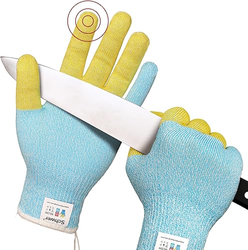 Guantes Schwer SlicePro patentados resistentes al corte AR1345 con refuerzo ANSI A9 de 4 dedos, guantes de corte de grado alimenticio y pantalla