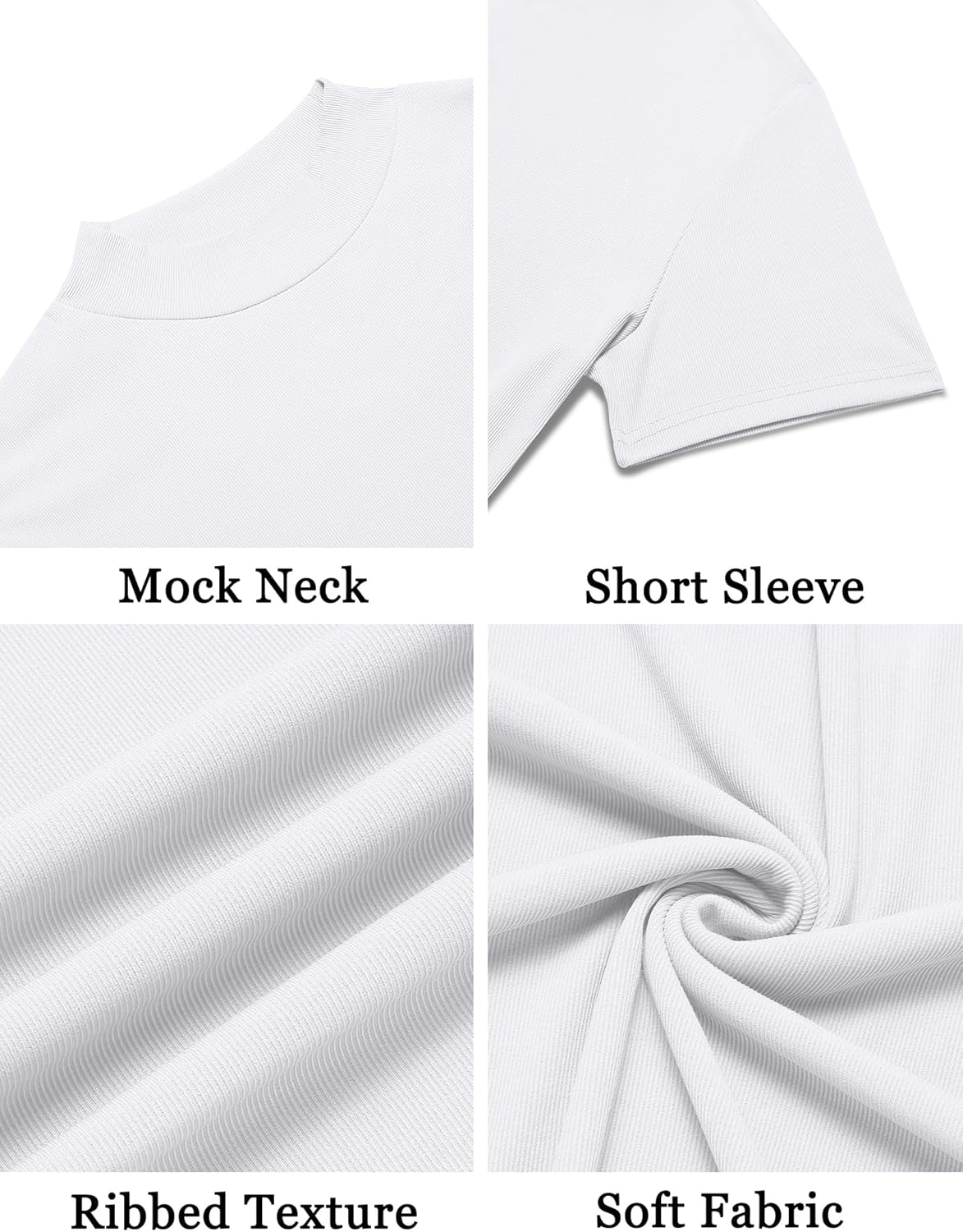 COOFANDY Mens Mock Turtleneck Shirts Short Sleeve Casual Basic T-Shirts Ribbed Solid Pullover Tops - Image 5