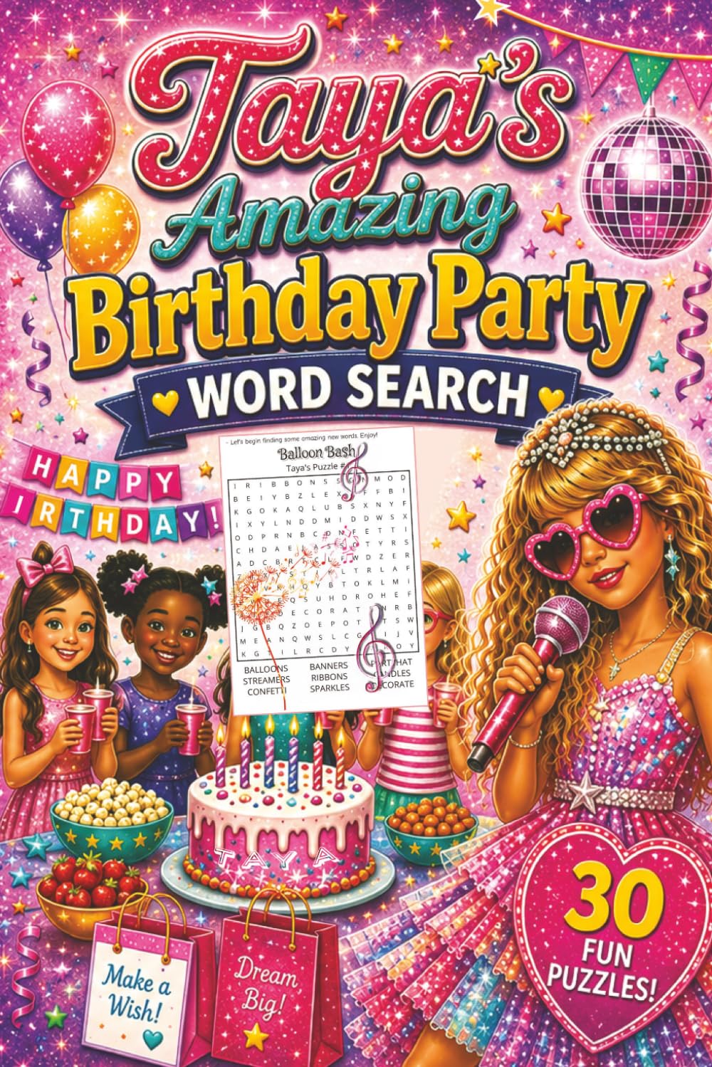 Taya's Amazing Birthday Party Word Search for Girls 6-10 | Puzzle Words Activity Book Gift 6x9 (Adventures of Taya the Popstar)