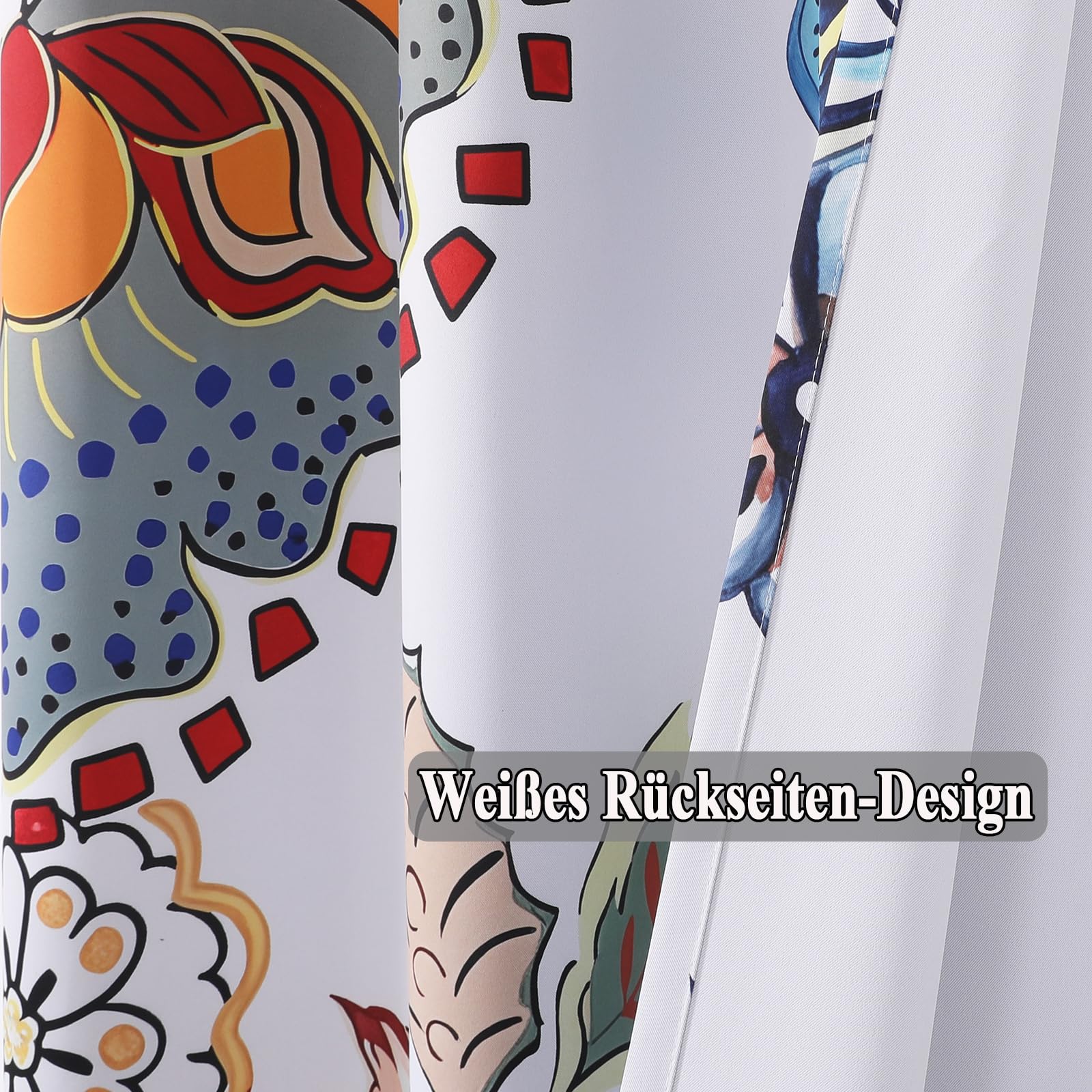 Rideaux occultants fleuris, rideaux imprimés multicolores insonorisants avec œillets pour salon H 274 x L 132 cm