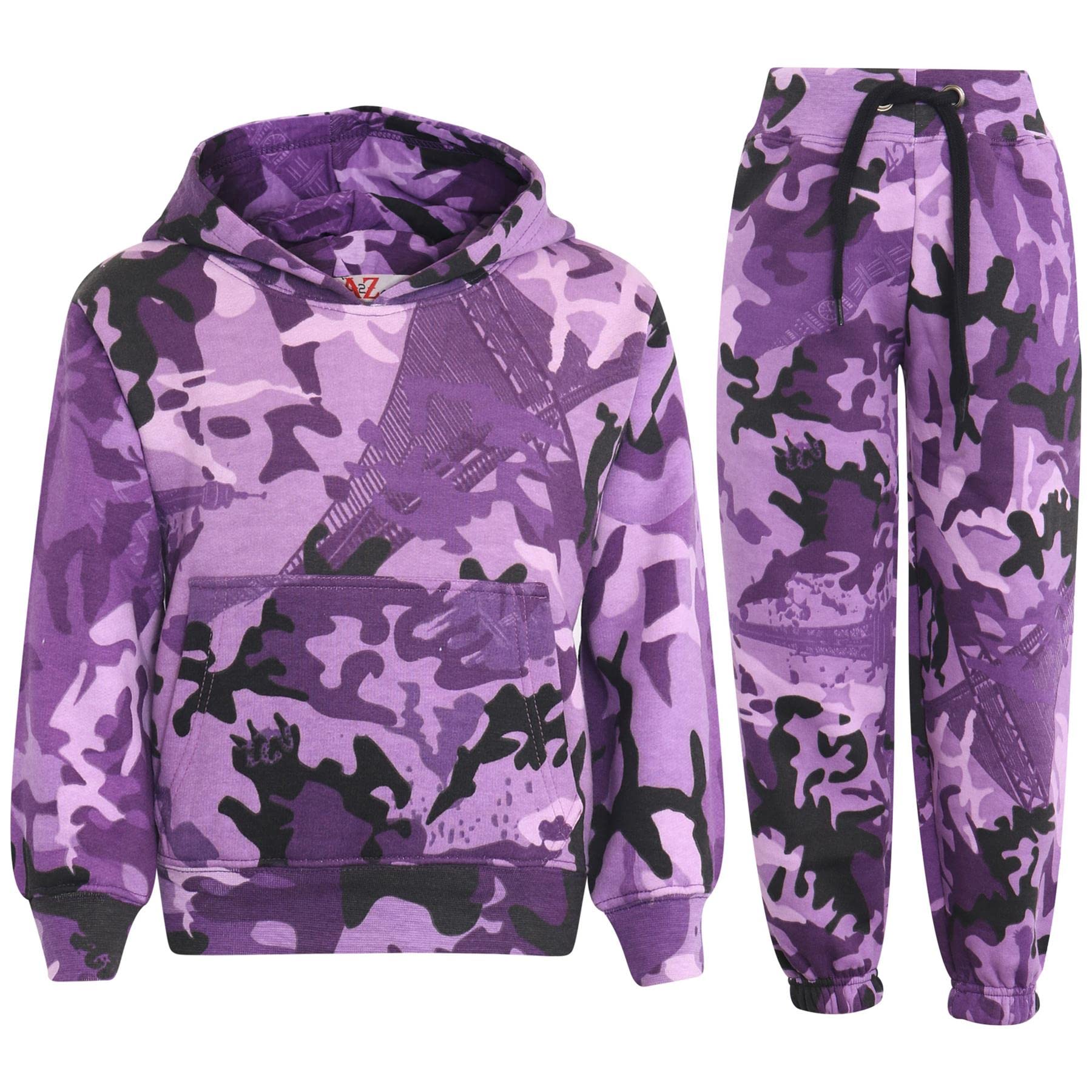 A2Z 4 Kids Dziewczyny Chłopcy Unisex Równina Dres Zakapturzony Pot Bluza z Kapturem & Bottom Jogging Garnitur Joggery Wiek 5-13 Lata
