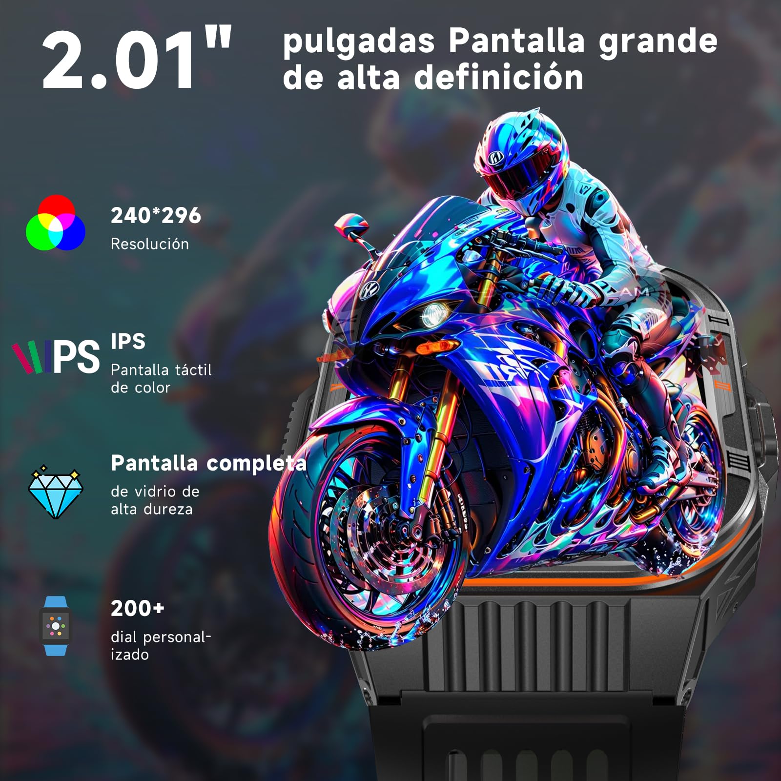 AI Reloj Inteligente Hombre, 1100mAh Batería/ Chat-GPT/Brújula/Linterna LED, 2,01" HD Pantalla Smartwatch con Frecuencia Cardíaca, Sueño Salud,Función telefónica Pulsómetro IP68, iOS/Android (Negro)