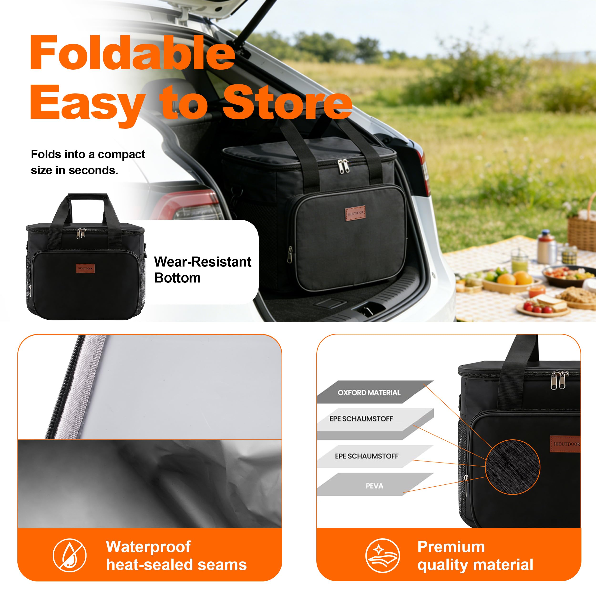Isolierte Faltbare Kühltasche Lunchtasche wasserdichte Thermotasche Umhänge Tragetasche Für Herren Damen Unterwegs Picknick Brunch FrüHstück Mittag Einkauf