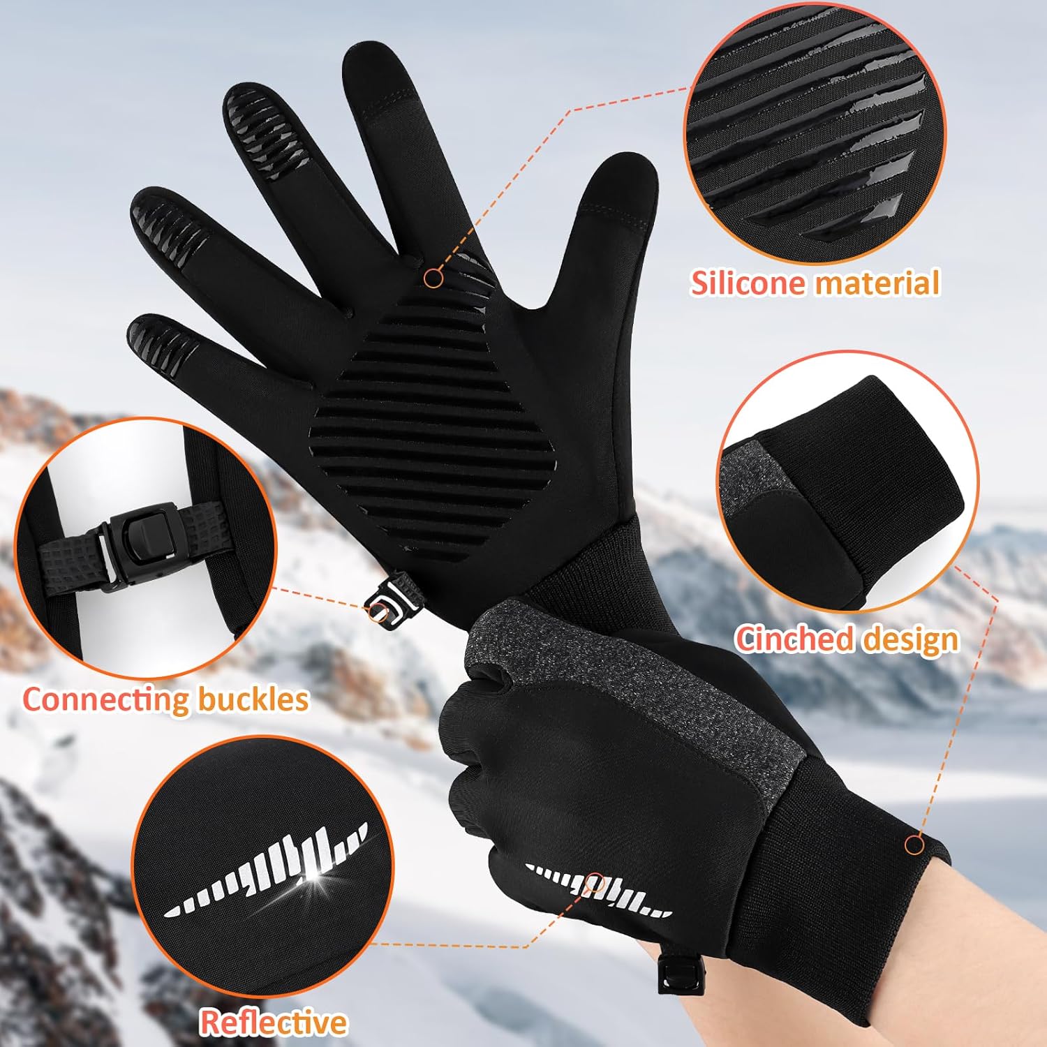 Duoyeree Kids Winter Gloves Warm Touchscreen Windproof Water Resistant Soft Lining Cycling Skiing Gloves for Boys Girls - Image 4