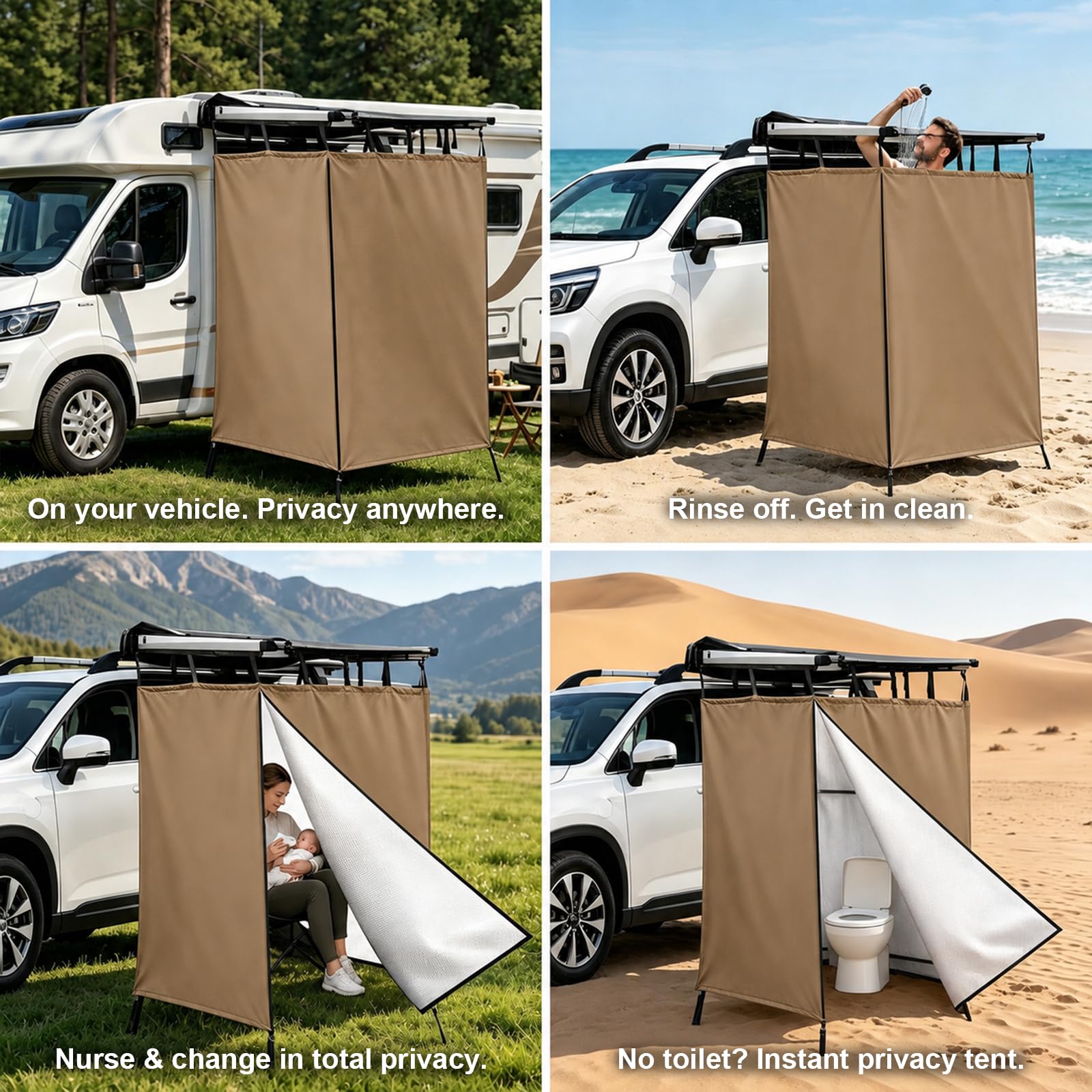 Duschzelt Camping, Oxford Wasserdicht Toilettenzelt, PrivatsphäRe SchutzräUme FüR Outdoor Campingdusche, Unverzichtbar Offroad ZubehöR, Aluminium&Stark ReißFest, Montiert Auf DachträGer Universal