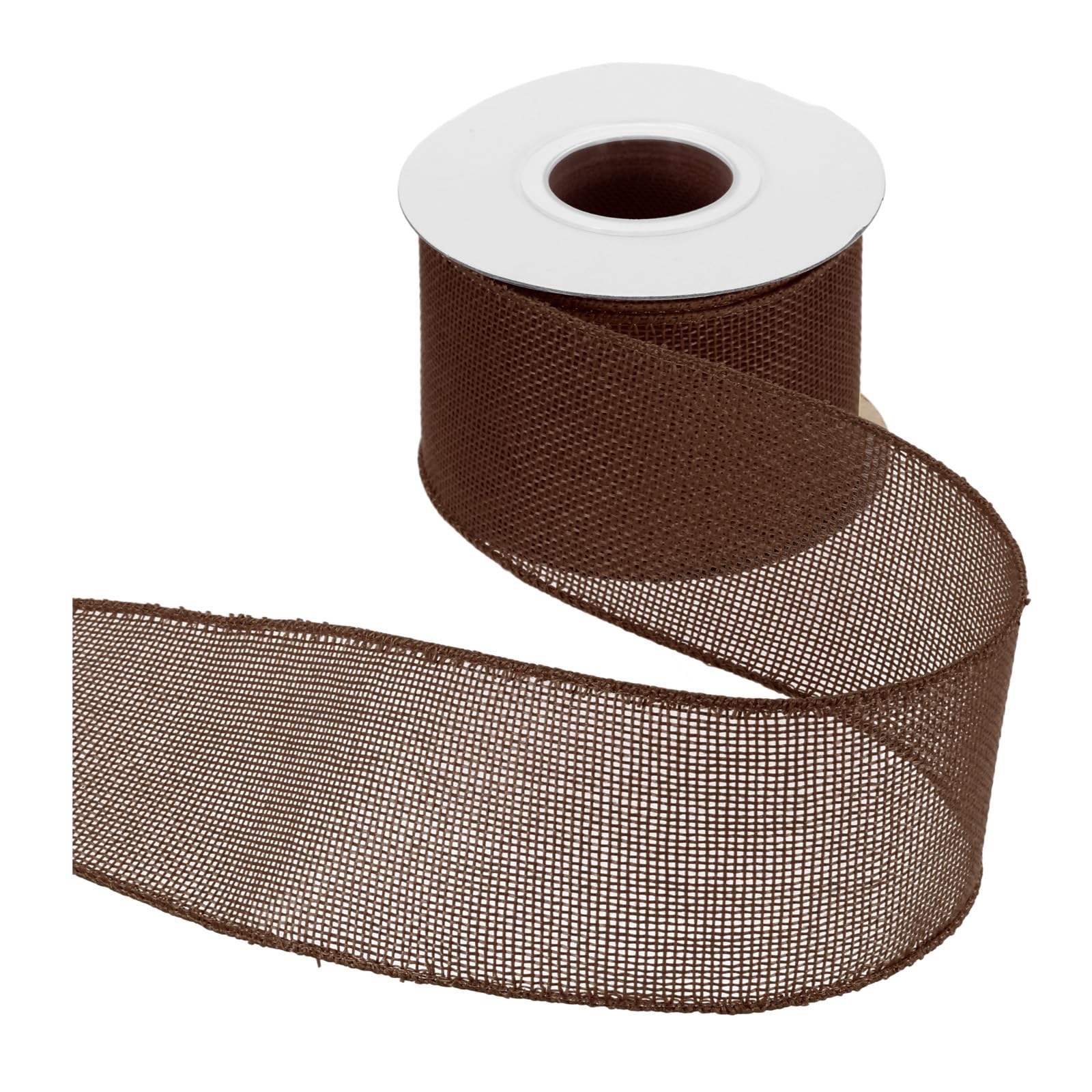 sourcing map Burlap Wired Ribbon 2-1/2" x 10 Yards Wired Edge Ribbon Cross Linen Woven Strap for Big Bow Wreath Holiday Parties Home and Outdoor Decoration, Brown