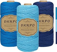 Macrame Yarn, 3 mm x 100 m, Macrame Cotton Rope for Crafts, Hanging Plants, Christmas, Bohemian Decoration (Blue)